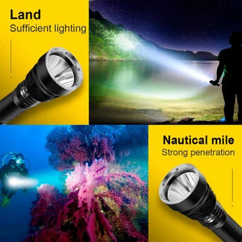 

Professional LED Diving Flashlight XHP90.2 Portable Dive torch 500M Underwater IPX8 Waterproof 18650 rechargeable flashlight