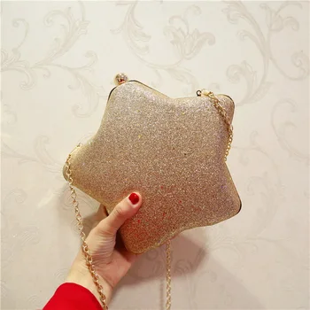 

Sequin Sweet Star Design Women PU Leather Floral Evening Clutches Bags Party Minaudiere Hasp Handbags Purse Wedding Bags
