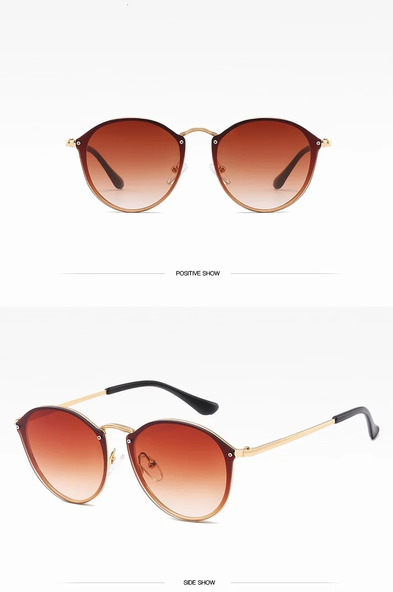 Маленькие круглые солнцезащитные очки без оправы, мужские Металлические Модные авиационные очки, фирменный дизайн, женские солнцезащитные очки "кошачий глаз", зеркальные очки, Lunette femme