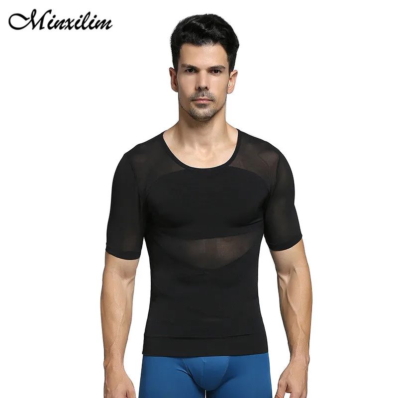 

Minxilim Man Undershirt Seamless Slimming Body Shaper Men's Compression Shirt Shaperwear Workout Clothes Abs Abdomen Slim Tees