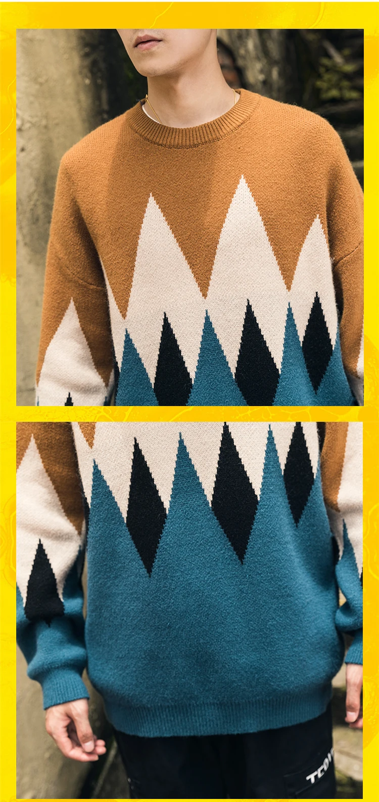 Мужской свитер осень-зима, Свободный теплый свитер с длинными рукавами, Молодежная модная трендовая мужская одежда