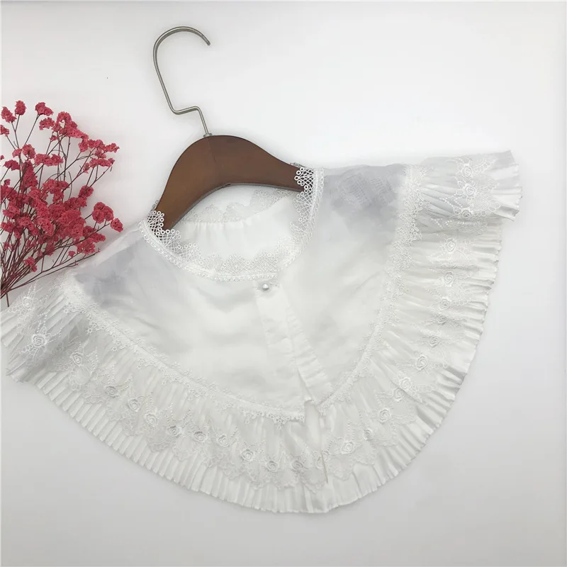 

Women Lapel Detachable Collar Shirt Fake Collars Solid Color Sweater Ladies False Collar Shawl Necklace Clothes Accessories