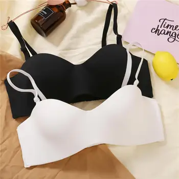 

Strap Removable Bra Half Cup Demi Sexy Women Bralette Underwear Brassiere Lingerie Solid Color Invisible Bras for Female A/B CUP
