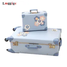 Женский багаж на колёсиках, набор с сумочкой, алюминиевая рама+ PP+ PU кожа, дорожный костюм, чехол с косметичкой, чехол на колесиках, винтажная коробка