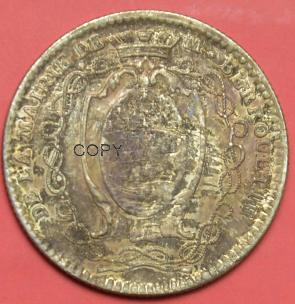 1782-1783 имитация монеты латунированная Серебряная DE LA MALRLE PE M. BERROUETIE в D. MIne Speravi
