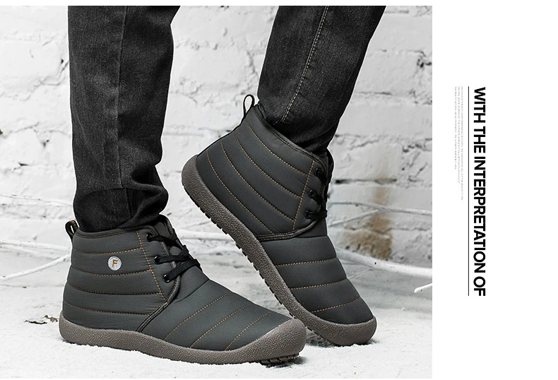 Размер 36-48, водонепроницаемые женские зимние ботинки унисекс мужская повседневная обувь на плоской нескользящей подошве с теплым мехом внутри