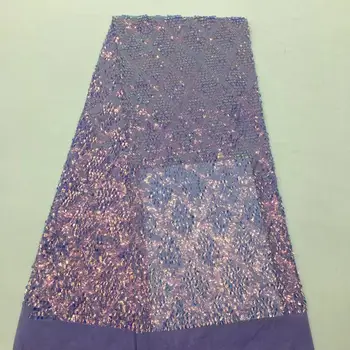 

(5yards/pc) high quality lilac purple African sequins French net lace fabric with gorgeous embroidery for party dress FSS214