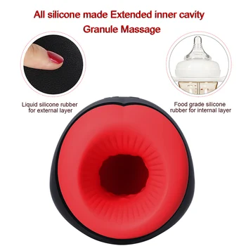 Silicone Blowjob 7 Speed Vibration Simulated Electric Male Masturbator Cup Deep Throat Mouth Design Tight Oral Sex Toys For Men 6