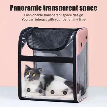 

Foldable Portable Pet Backpack Large Capacity Breathable Fashion Transparent Visual Design Dog Cat Space Capsule Travel Bag