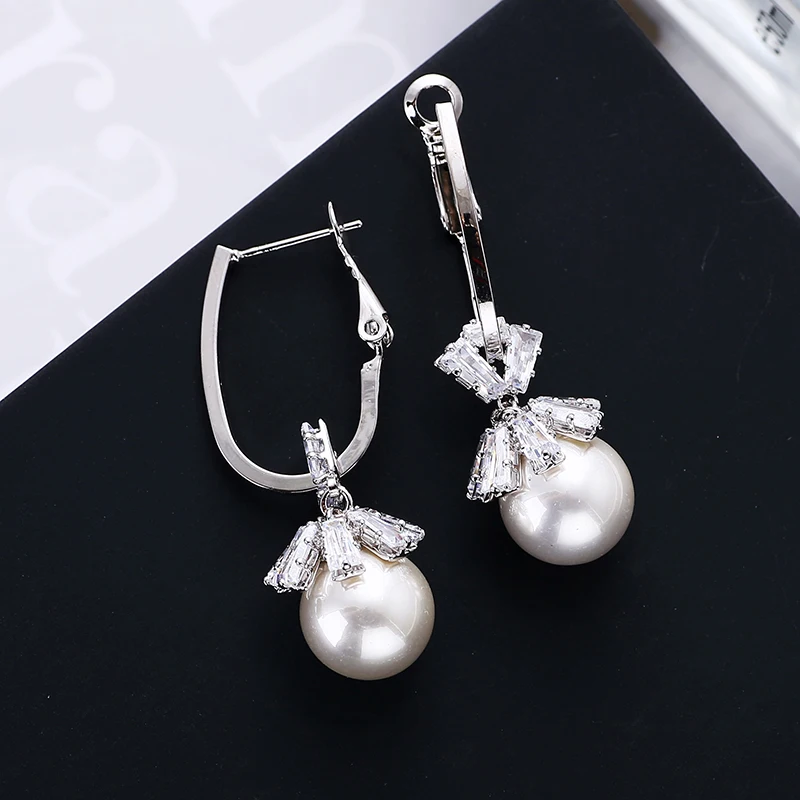 

VERY GIRL Fashion Imitation Pearl Drop Earrings for Women AAA Cubic Zirconia Bridal Earrings Wedding Jewelry 2019