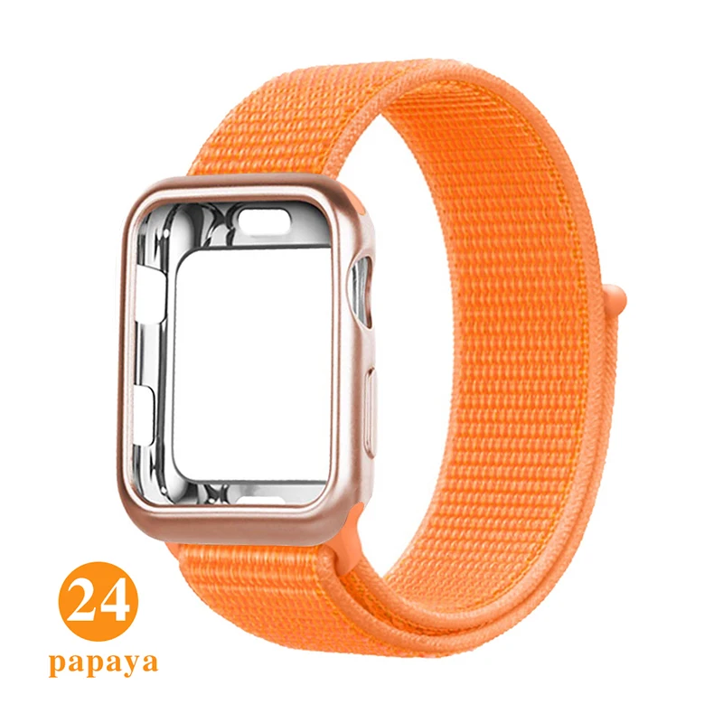 Нейлоновый ремешок+ Мягкий силиконовый чехол для Apple Watch 4 5 3 44 мм/40 мм спортивный ремешок iwatch 54321 42 мм 38 мм ремешок для часов correa pulseira