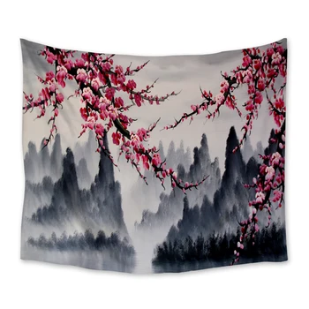 

Chinese Style Ink Painting Wall Decor Bedspread Coverlet Wall Art Sheet Towel Throw Window Curtain Comfort Dining Room