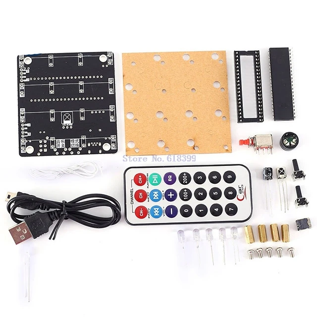

A7-- DIY Kit 3D Light Cube 4x4x4 3D 4 RGB LED Cube Audio Spectrum Display Colorful 4*4*4 LED With Remote Controler