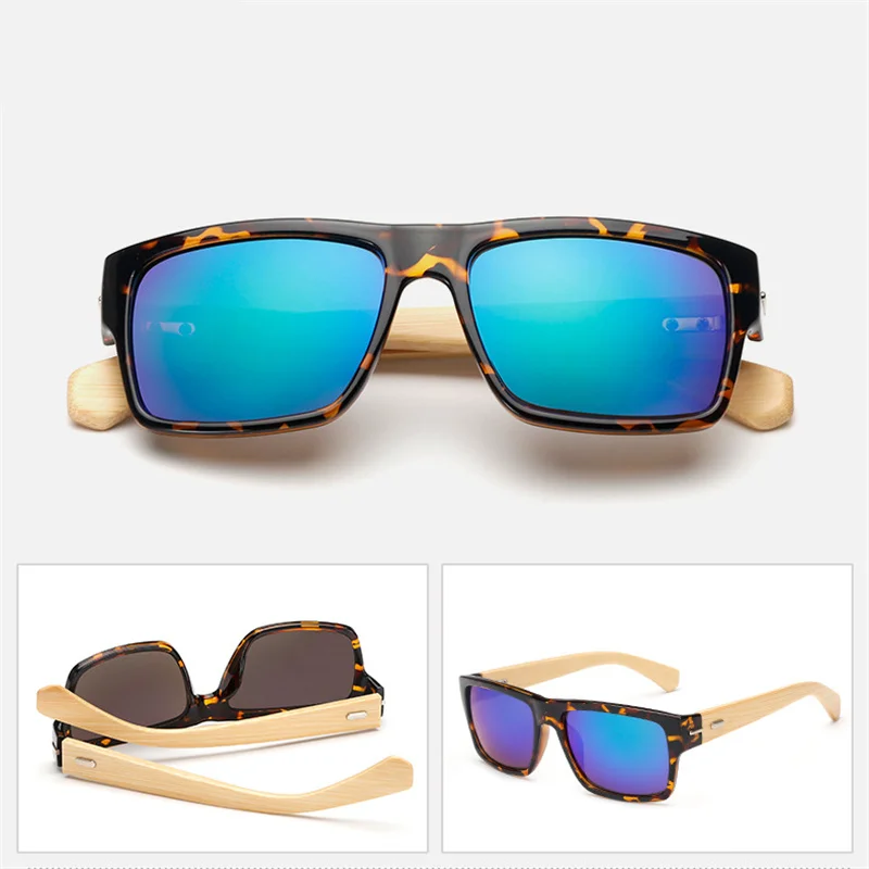 Oulylan, бамбуковые солнцезащитные очки для мужчин и женщин, модные квадратные солнцезащитные очки, очки для путешествия, очки для вождения, солнцезащитные очки, винтажные очки - Цвет линз: green