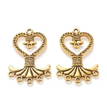 

10 Pcs Heart Alloy Connectors Tibetan Style Chandelier Links Components for DIY Bracelets Necklaces Fashion Jewelry Making