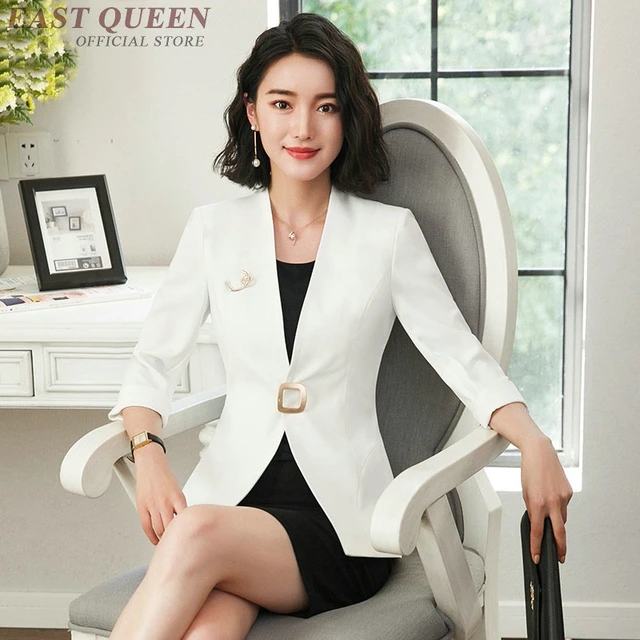 Interview suits female ladies elegant white blazer skirt suit female women  2019 office uniform designs business