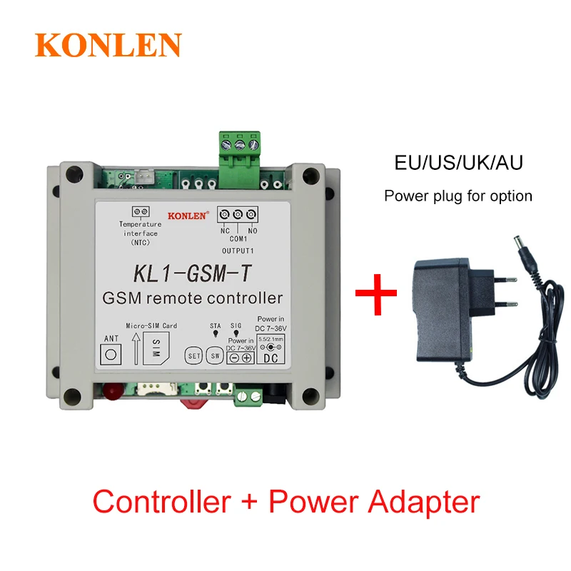 Add Adapter KONLEN смарт GSM реле управления Лер датчик температуры SMS вызов дистанционное управление домашней автоматизации выключатель питания ворот водяной насос - Цвет: Add Adapter