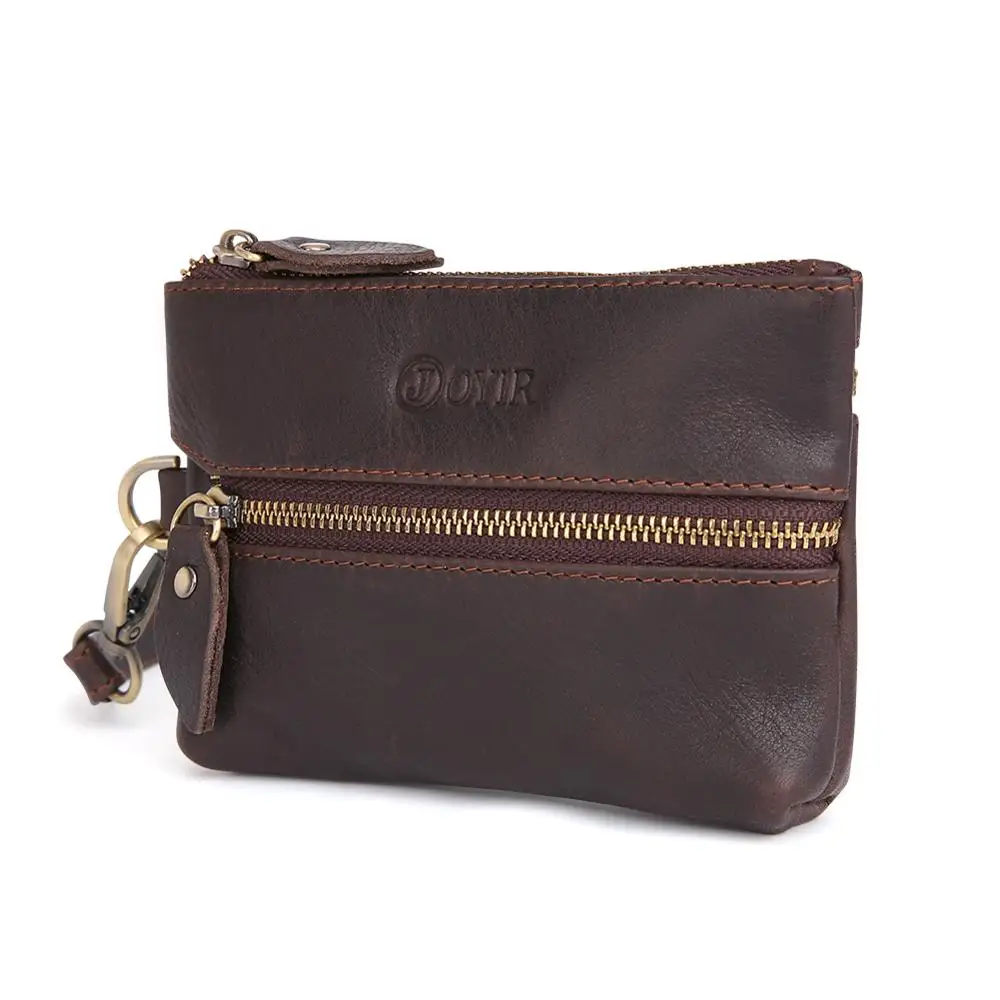 

Vintage Simple Genuine Leather Key Wallet Multifunction Handbag Bags Car Key Coin Zipper Purse Brown & Yellow