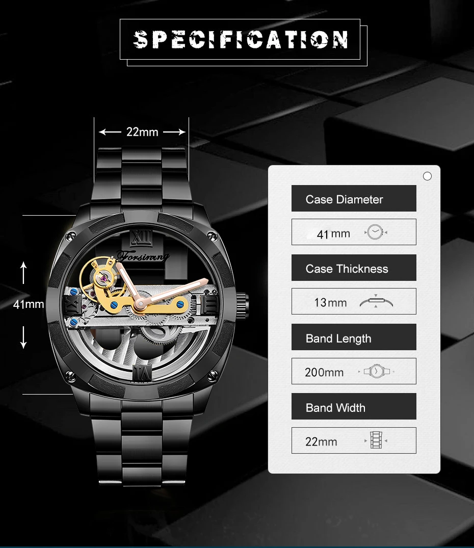 Топ люксовый бренд FORSINING автоматические механические мужские часы прозрачные полые водонепроницаемые мужские часы деловые мужские часы