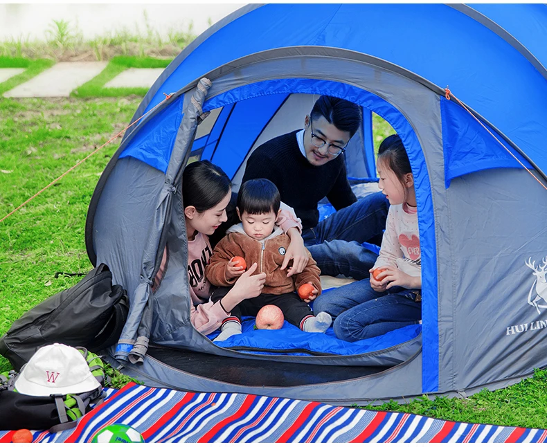 HUI LINGYANG всплывающая палатка для 5-6 человек, наружные автоматические палатки, двухслойные большие Семейные палатки, водонепроницаемая походная палатка