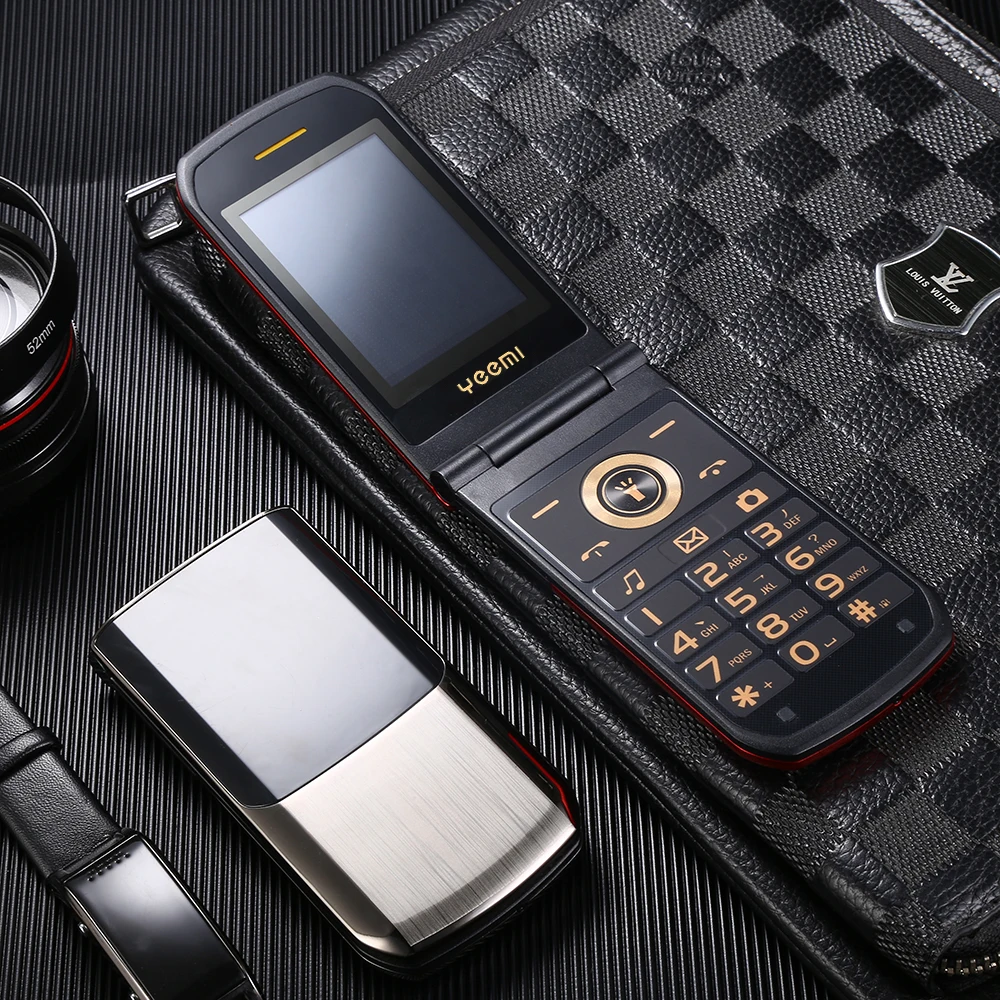 Touch Display Slim Clamshell Mobile Phone For Old Senior People Flip Russian Key Dual Sim Torch Quick Dial Metal Body