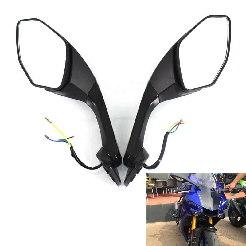 Для Yamaha YZF R1 мотоцикл зеркало заднего вида с указатель поворота светильник индикатора сбоку Зеркало заднего вида аксессуары