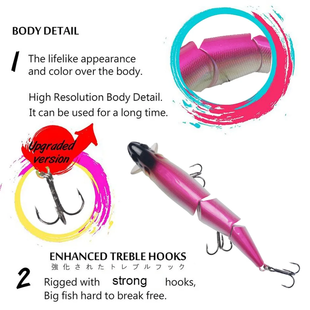 1 шт. приманка для рыбной ловли Minnow 4,9 дюймов мульти шарнирные секции Crankbait искусственная жесткая приманка басовый Троллинг Щука инструменты для ловли карпа 11
