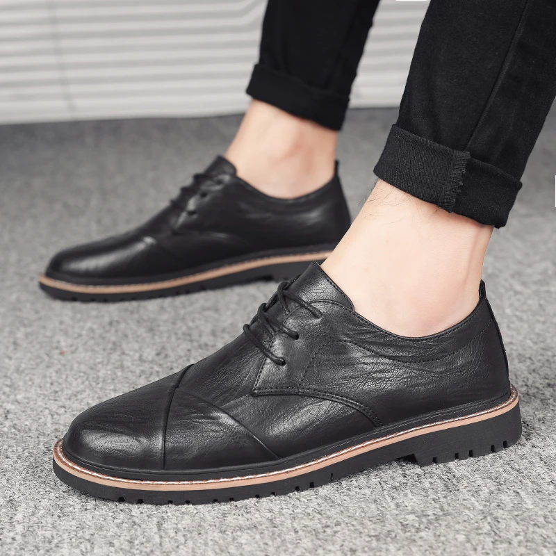 Брендовые мужские туфли оксфорды Мужская деловая обувь из натуральной кожи в
