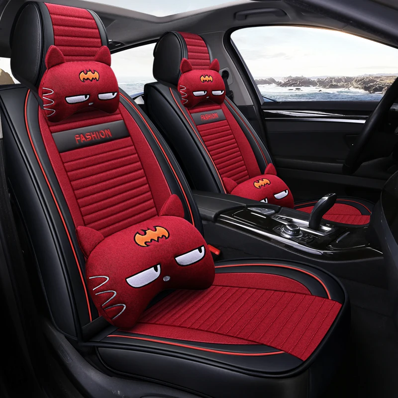 Full Coverage PU Leather car seat cover flax fiber auto seats covers for Kia morning picanto rio cerato soul seed optima stinger