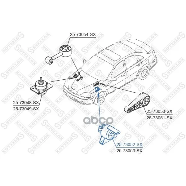 25-73052-Sx_подушка Двс Левая! Daewoo Lacetti 1.4/1.6 Dohc Mpi 04 Stellox 2573052sx Stellox арт. 2573052SX