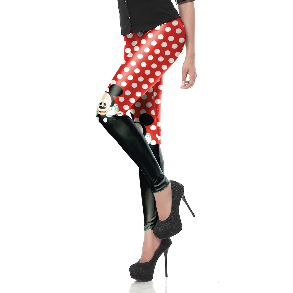 Disney Stretch Pants Mickey Mouse Printed Tight Hip Lift Women Ankle-Length Leggings Fitness High Waist Elastic Push Up Trousers
