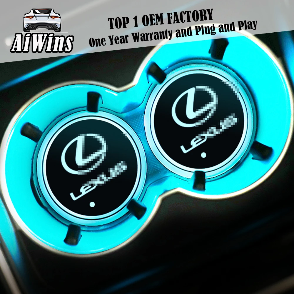 

Aiwins Car luminous coaster Cup Mat For LEXUS RX200 ES250 UX260 NX LX LS570 LSGS car logo light Accessories Atmospherelight