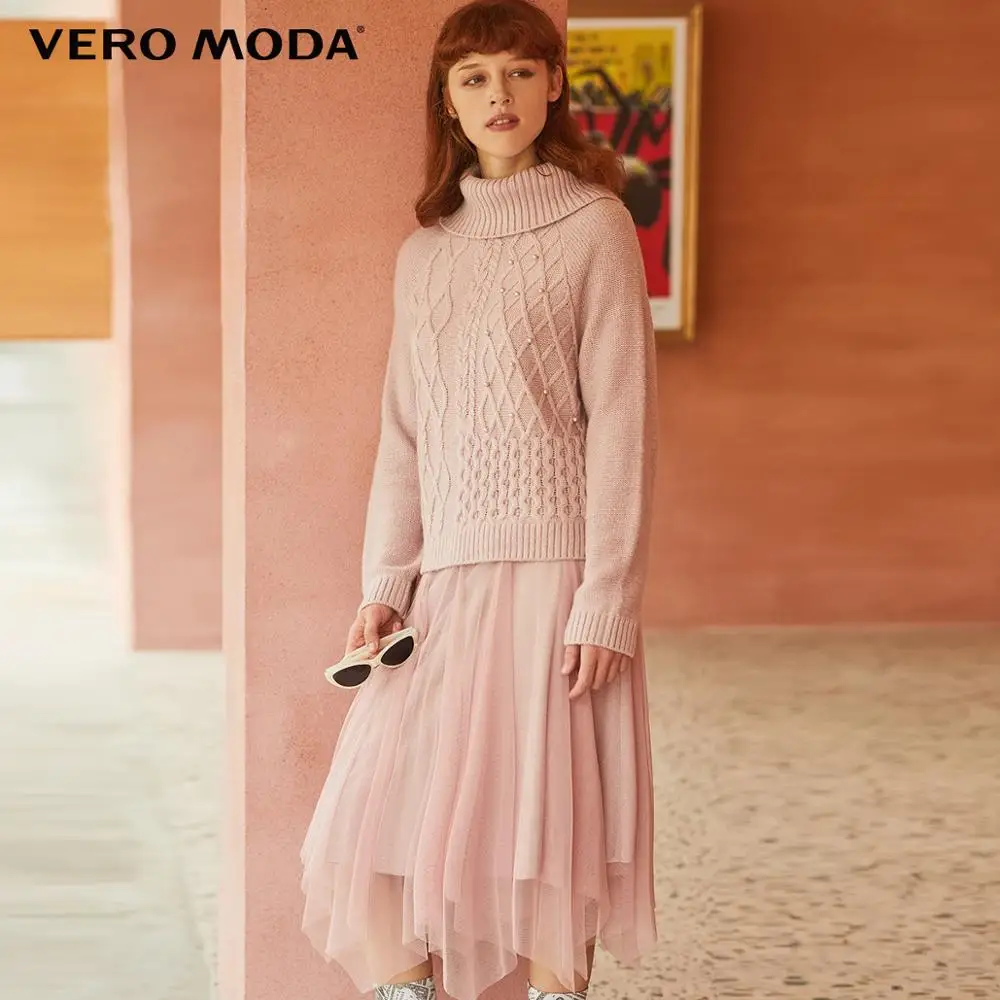 Vero Moda новое платье трапециевидной формы из двух частей средней длины с высоким воротником | 319446539