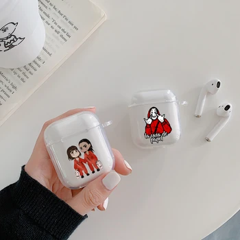 

Spain TV Money Heist House Paper La Casa De Papel Earphone Case for Aipods 1 2 Soft Clear Cover for Blutooth Earphone Airpods