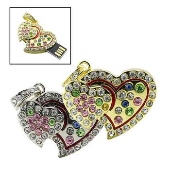 

Jewelry Heart Pen Drive 64GB 32GB 16GB 8GB Diamond Crystal Heart USB 2.0 Flash Card Drive 64GB Pendrive Gift USB Flash Drive Key