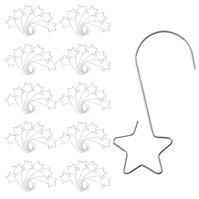 

50 Pcs Christmas Ornaments Hooks Stainless Steel Star-Shaped Hangers for Christmas Tree Decorations, Silver HOT