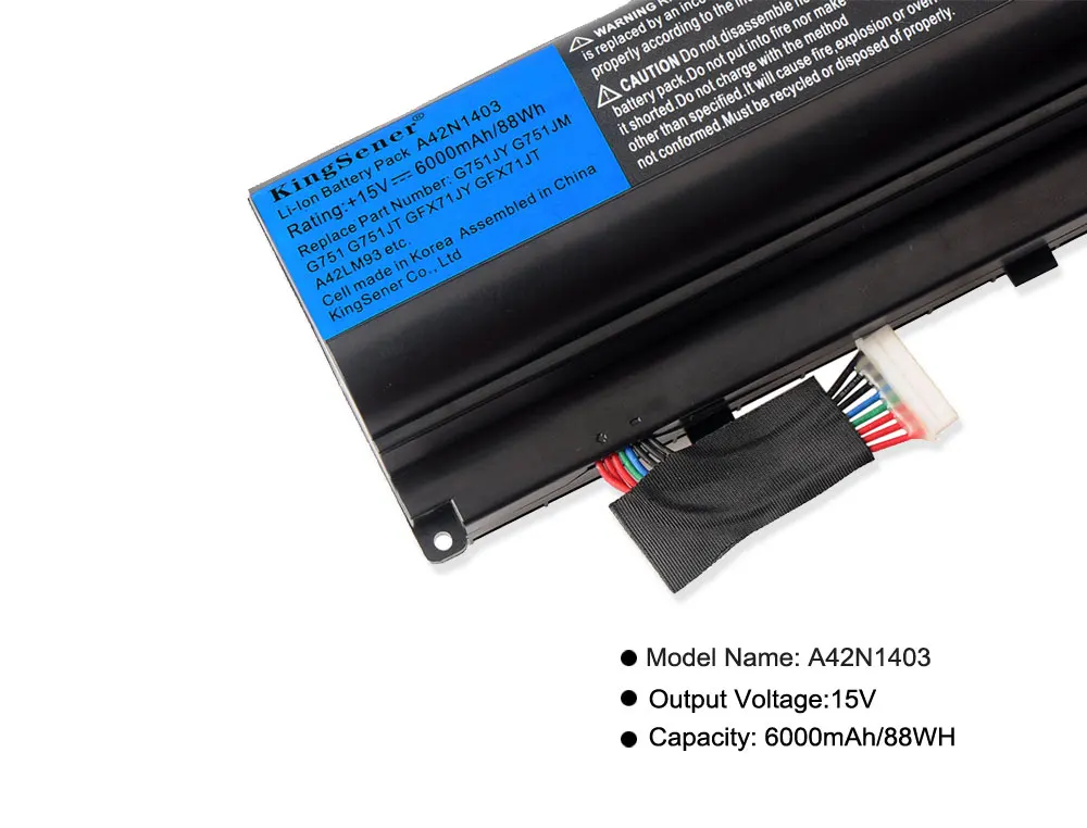 Kingsener-bateria do Portátil para Asus Rog 15v 6000mah A42n1403 G751 G751jy G751jm G751jt Gfx71 Gfx71jy Gfx71jt A42lm9h 88h Lm93 - Imagem 2