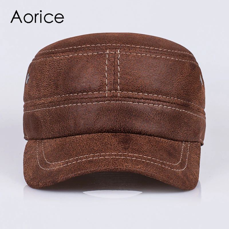 Кепка Aorice из натуральной кожи мужская модная бейсболка для отдыха однотонная