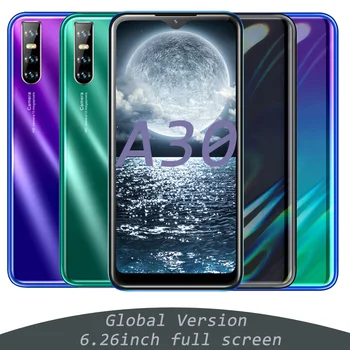 

A30 Mobile Phones 4GB 64GB Android6.0 smartphone 6.26Inch HD Screen Face ID unlock MT6580 Quad Core Dual Sim GSM WCDMA cellphone