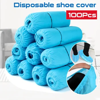 

100pcs Disposable Shoes Covers Non Slip Non-Woven Boot Cover for House Cleaning Nursing, Blue