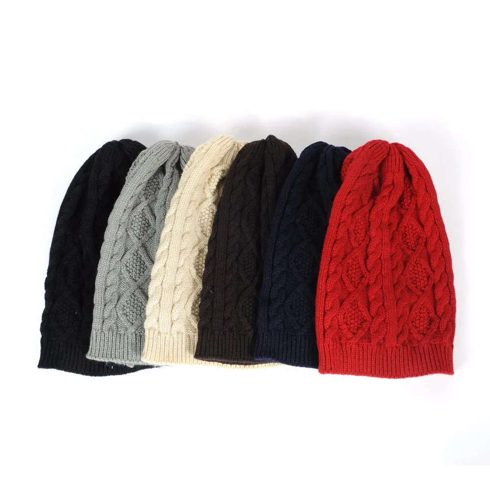 Winter Women Hats Beanies Black Knitted Twist Female Caps Bonnet Elastic Warm Girls Hats czapka zimowa
