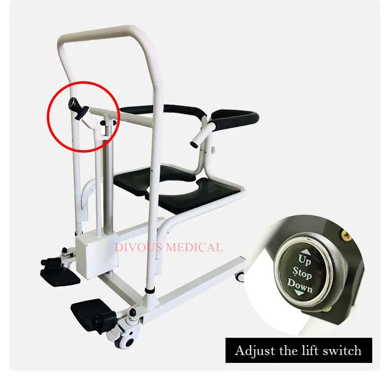 New Product Handicapped Electric Patient Transfer Lift Commode Toilet  Chair Power Wheelcahair 3