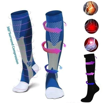 

New Men Women Compression Socks Fit For Sports Outdoor Cycling Running Socks Anti Fatigue Pain Relief Knee High Stockings
