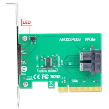 

PCI-Ex 8 Riser Card kit Dual-port U.2 NVMe SSD SFF8643 to SFF-8639 12G PCIe x8