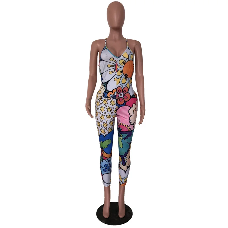 Butterfly Floral Print Rompers Womens Jumpsuit Spaghetti Strap Sleeveless Bodycon Playsuit Casual Deep V Neck Backless Bodysuit Butterfly Floral Print Rompers Womens Jumpsuit Spaghetti Strap Sleeveless Bodycon Playsuit Casual Deep V Neck Backless Bodysuit