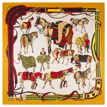 

2020 Horse Rope Big Handkerchief For Ladies Luxury Brand Scarf Twill Silk Scarf Square Scarves Women Kerchief Shawl Wholesale