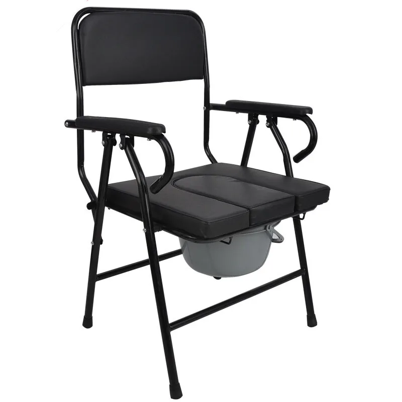 

Black Potty Chair Foldable Commode Chairs Old Man Pedestal Pan Potty Chair