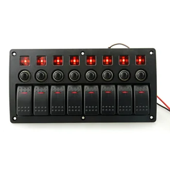 

Hot Sale 8 Gang Waterproof Car Auto Boat Marine LED Rocker Switch Panel Circuit Breakers Brand New And High Quality
