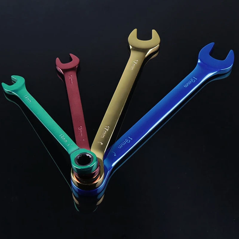 Color : G297696A Yadianna 7pcs Color ratchet wrench Multi-function dual-purpose open movable wrench Hand Tools Set 8-19mm
