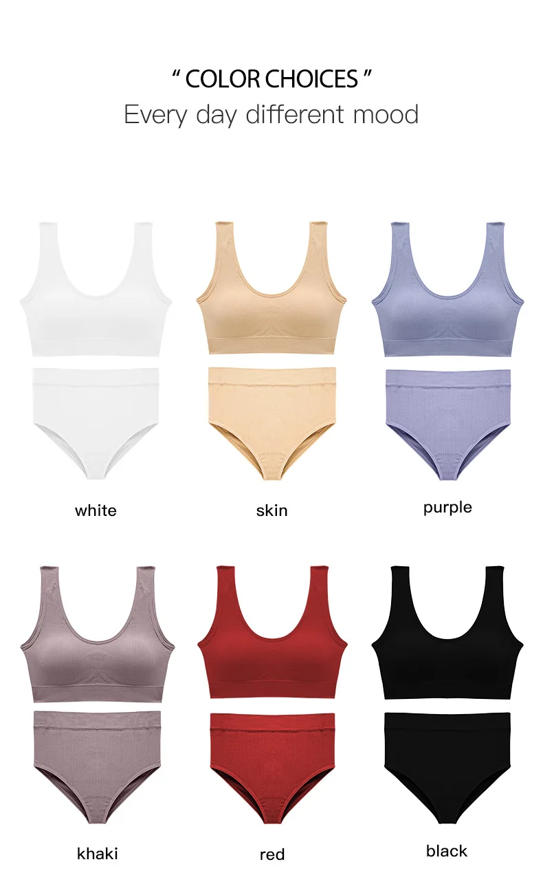 Seamless Wireless Bra Set Women Panties Underwear Set Basic Crop Tops Push Up Sports Lingerie Briefs Intimate New ladies underwear sets